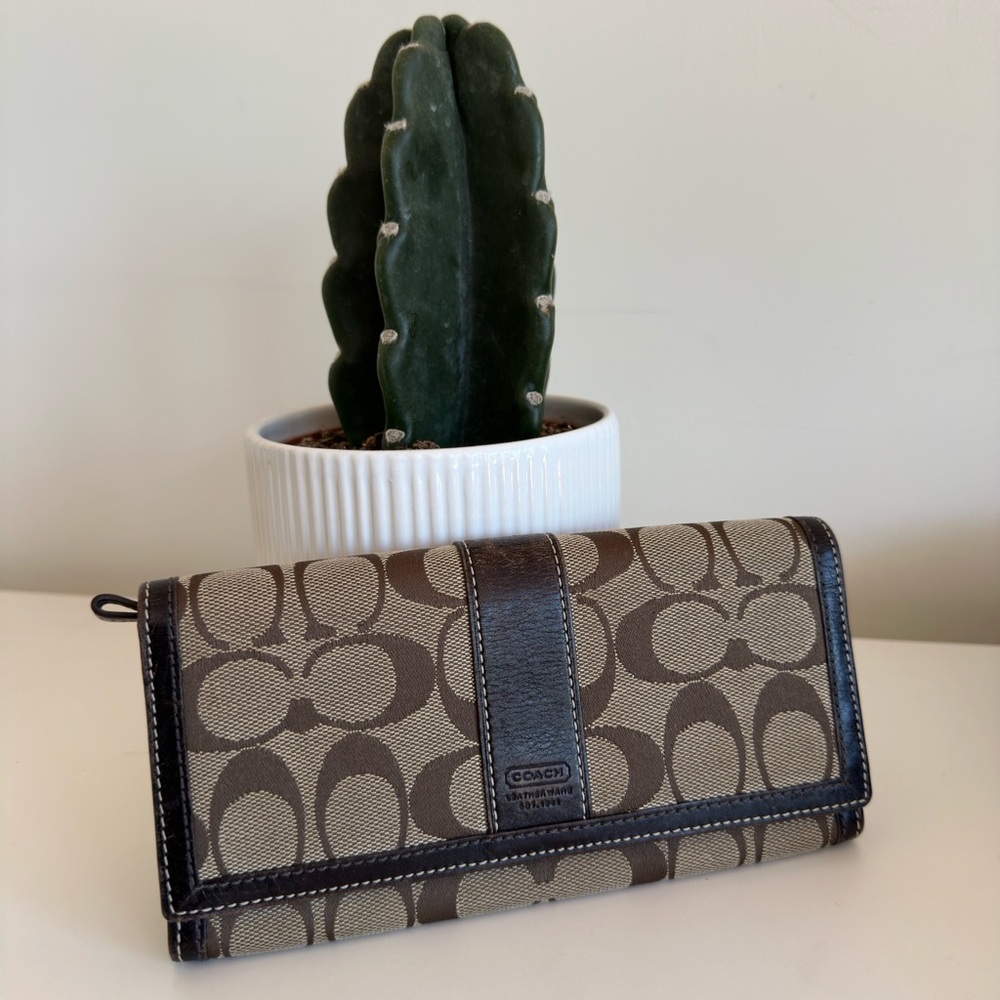 Coach Signature Brown and Black Wallet